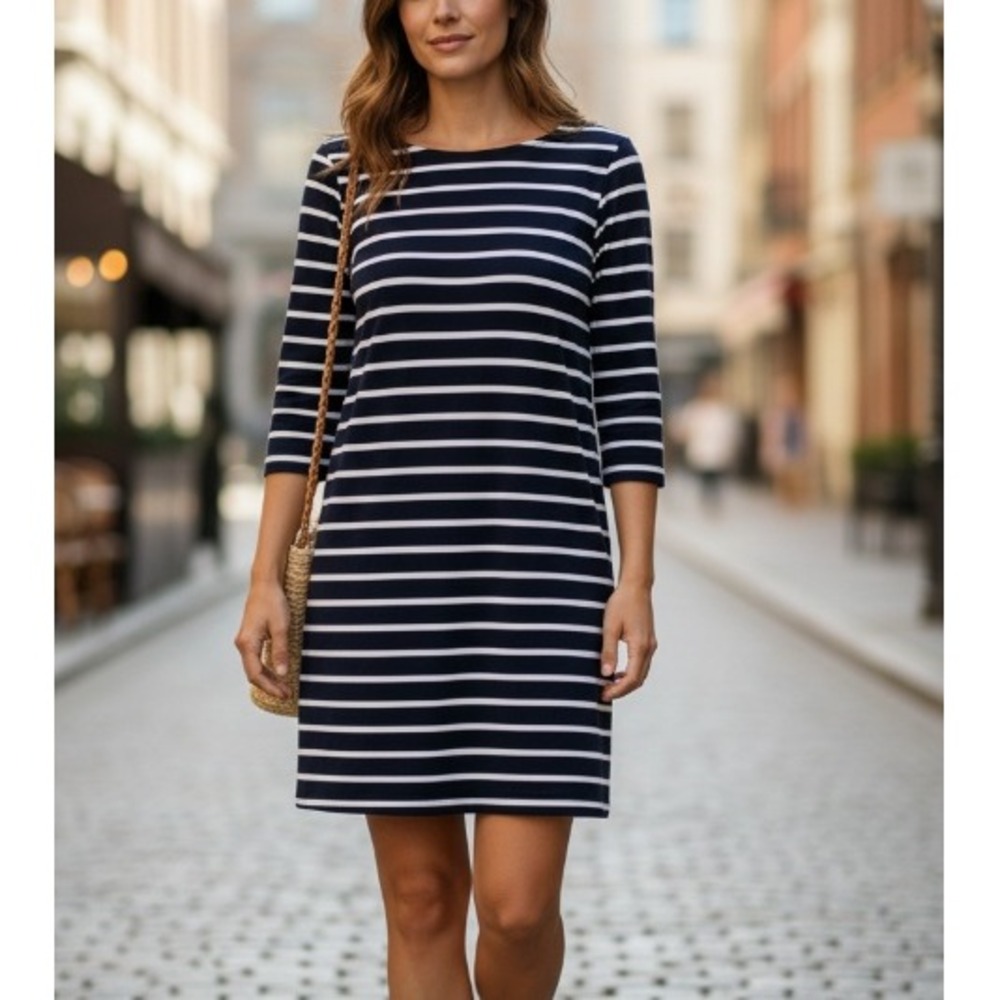 Saint James L'Atelier Striped Cotton Shift Dress Nautical Coastal Preppy Small